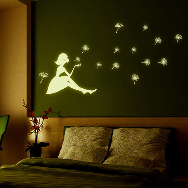 Dandelion Girl Luminous Wall Stickers